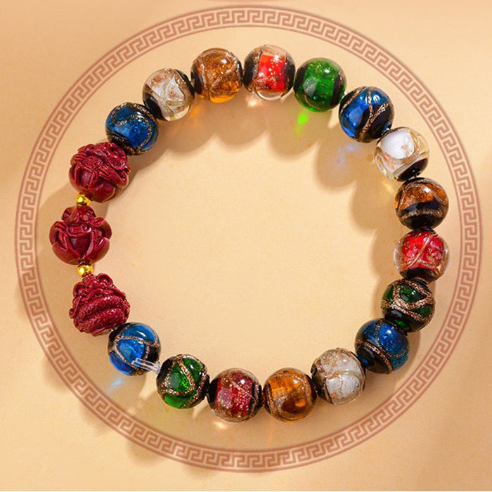 Aura Craft Feng Shui Glass Cinnabar Zodiac Blessing Lucky Bracelet