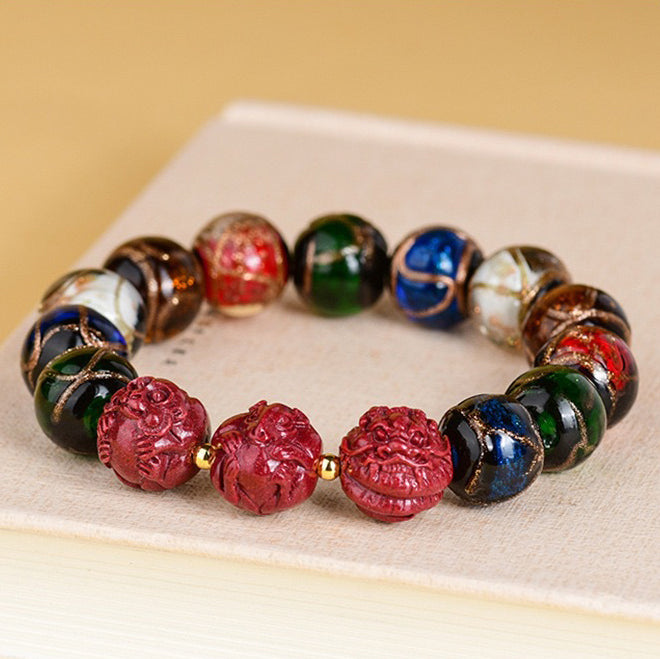 Aura Craft Feng Shui Glass Cinnabar Zodiac Blessing Lucky Bracelet