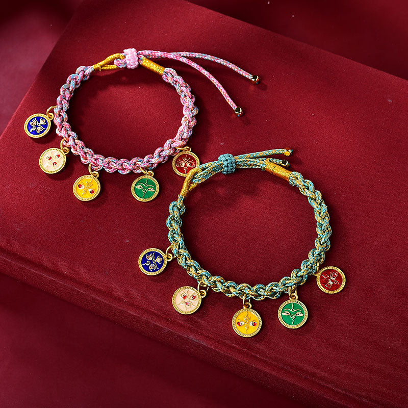Aura Craft Tibetan Handwoven Colorful Five-Way Fortune Bracelet