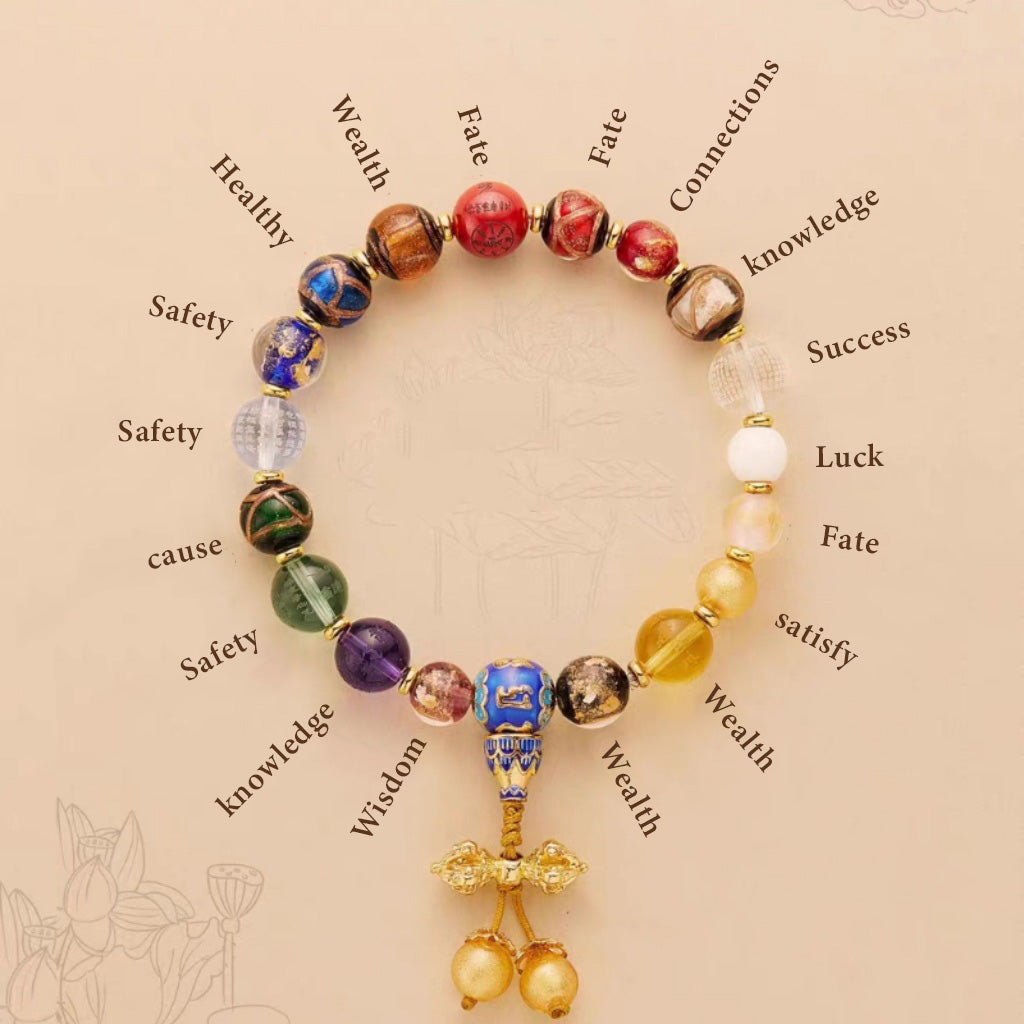 Aura Craft 18-seed Multi-Treasure Glass Blessing Bracelet