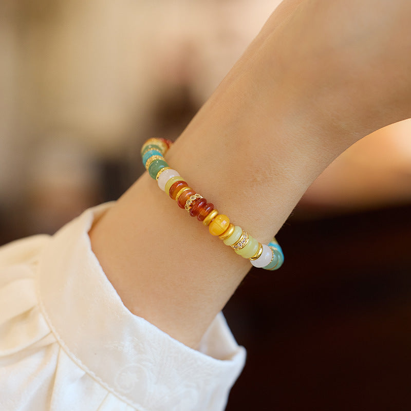 Aura Craft Natural Stone Rainbow Lucky Blessing Bracelet 6