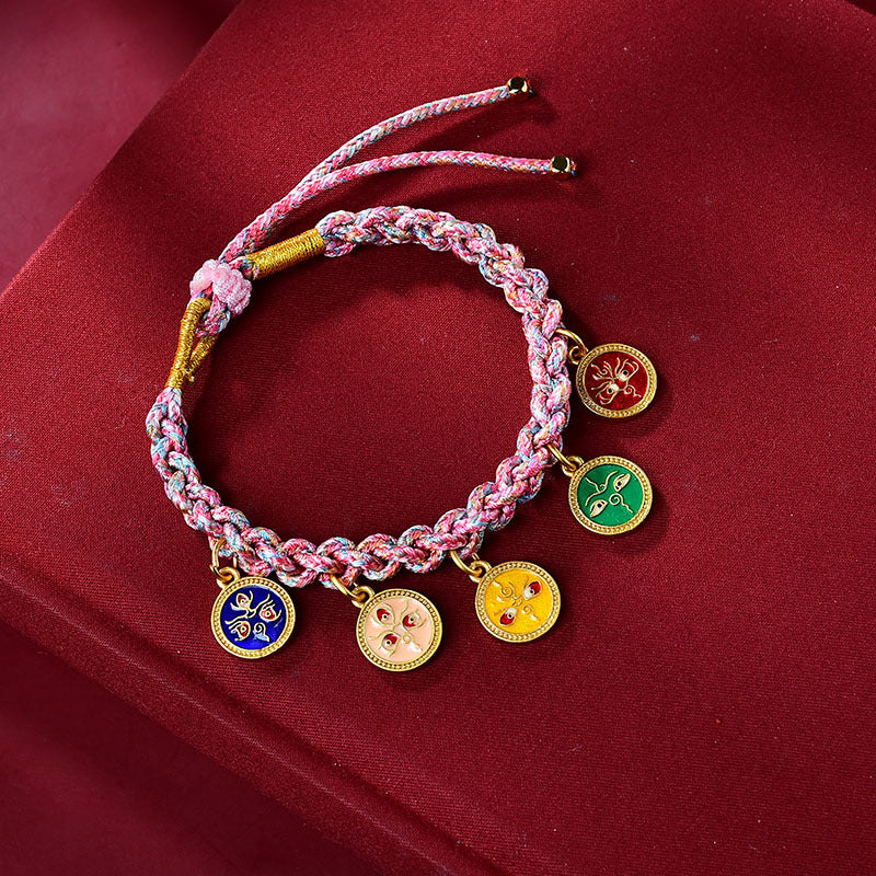 Aura Craft Tibetan Handwoven Colorful Five-Way Fortune Bracelet
