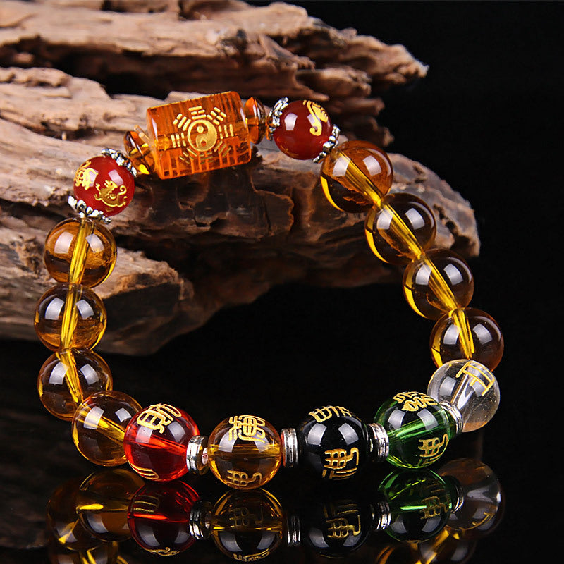 Aura Craft Feng Shui Agate Citrine Six-Character Mantra Blessing and Wealth Bracelet 3