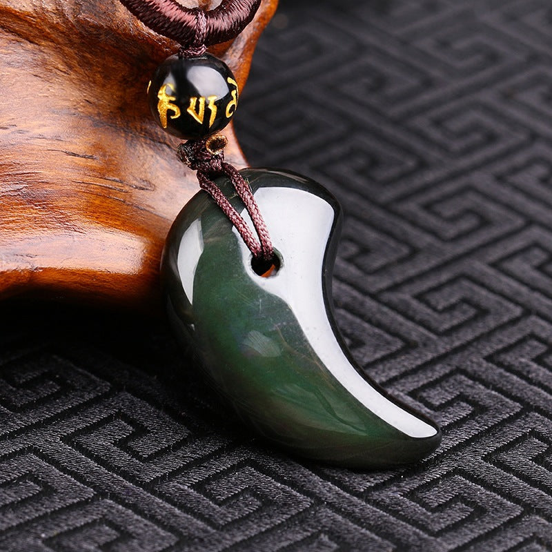 Aura Craft Obsidian Magatama Healing Lucky Crystal Necklace 4