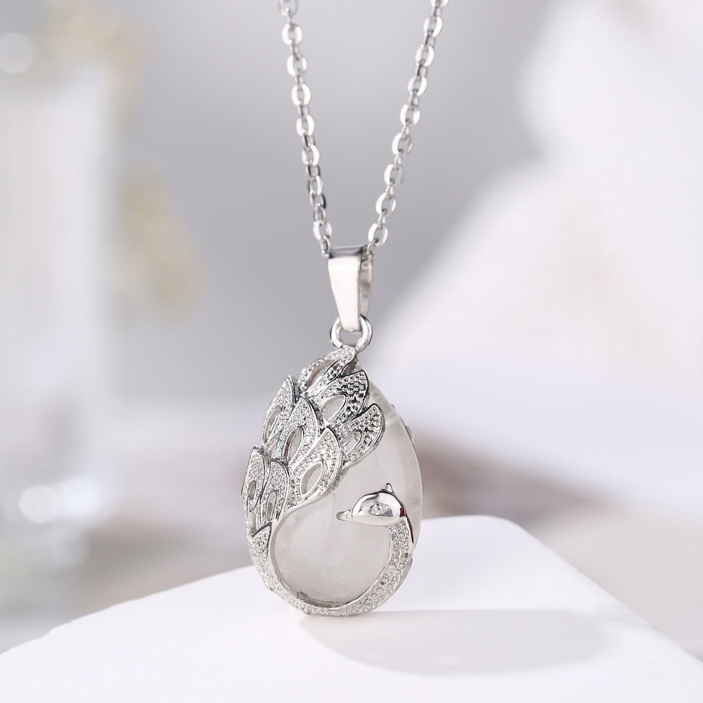 Aura Craft Inlaid Healing Crystal Peacock Pendant Blessing Health 9