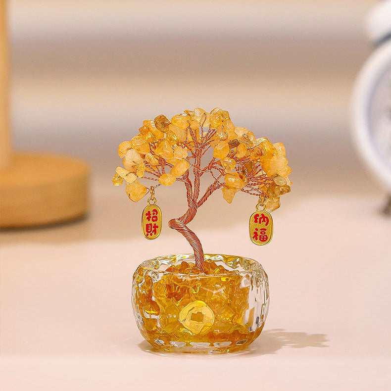 Aura Craft Natural Crystal Fortune Tree Wealth Lucky Desktop Ornament 5