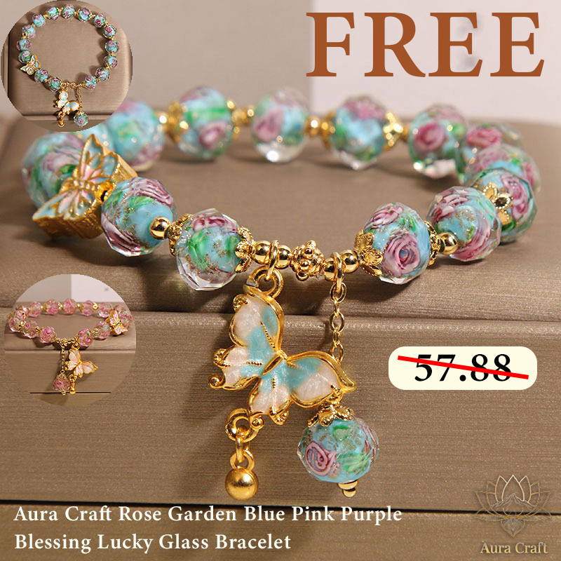 FREE Today:Aura Craft Rose Garden Blue Pink Purple Blessing Lucky Glass Bracelet