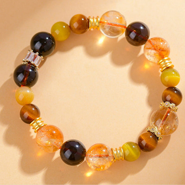 Aura Craft Natural Yellow Quartz Tiger's Eye Fortune Bracelet 2