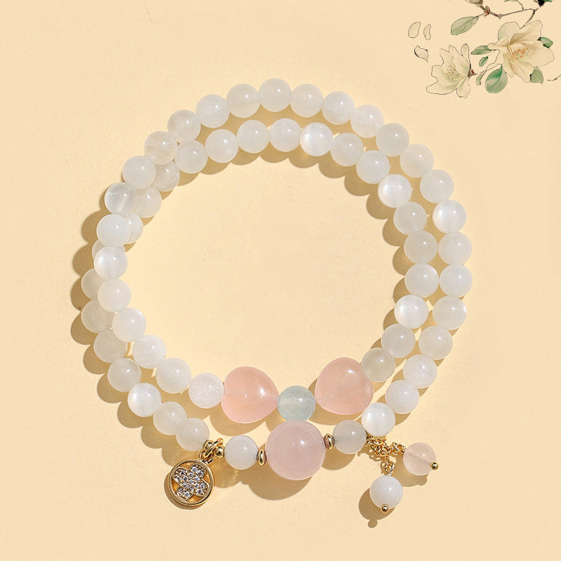 Aura Craft Camellia Crystal Agate Meditation Tranquility Blessing Bracelet 4