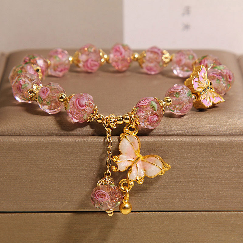 FREE Today:Aura Craft Rose Garden Blue Pink Purple Blessing Lucky Glass Bracelet
