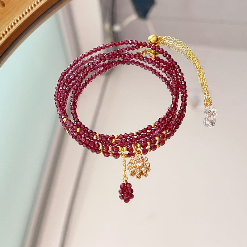 Aura Craft Natural Garnet Three-Circle Lucky Blessing Bracelet 3