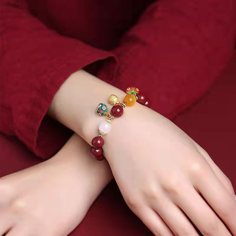 Aura Craft Cinnabar Purple Gold Gold-Swallowing Beast Fortune Bracelet
