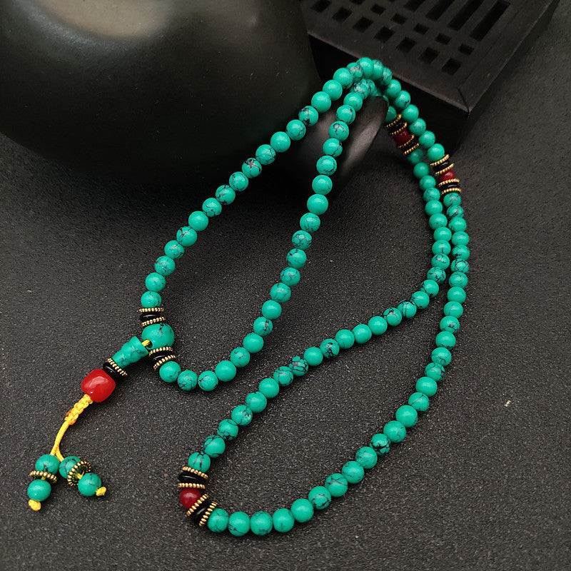 FREE Today:108-bead blue turquoise bracelet Tibetan style tranquil prayer beads