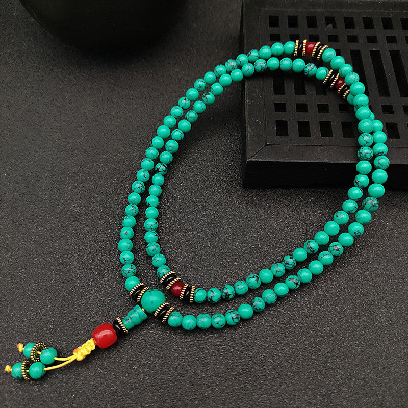 FREE Today:108-bead blue turquoise bracelet Tibetan style tranquil prayer beads