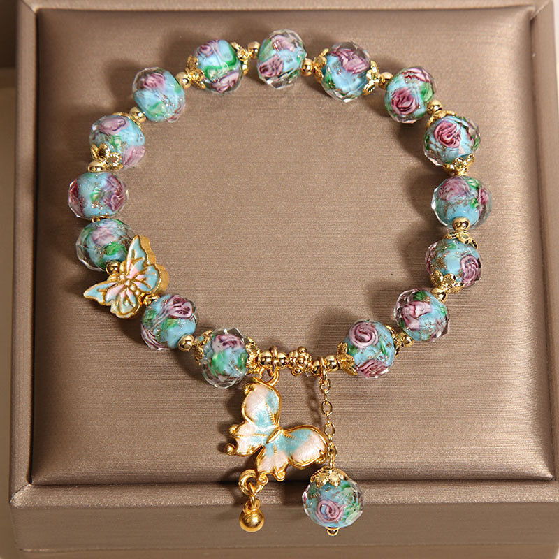 FREE Today:Aura Craft Rose Garden Blue Pink Purple Blessing Lucky Glass Bracelet
