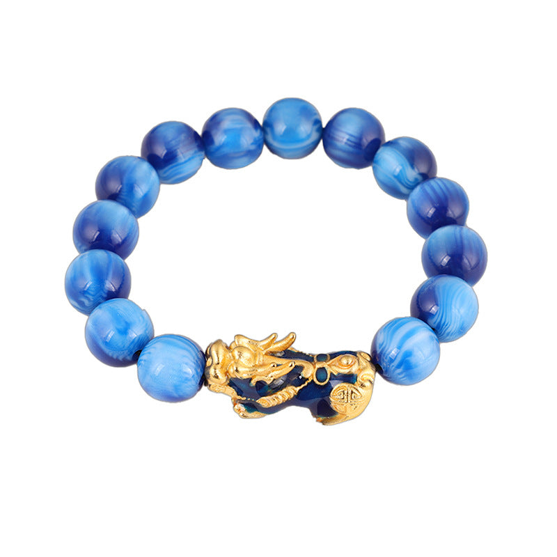 Aura Craft Blue Color-Changing Pixiu Fortune-Attracting Amulet Bracelet