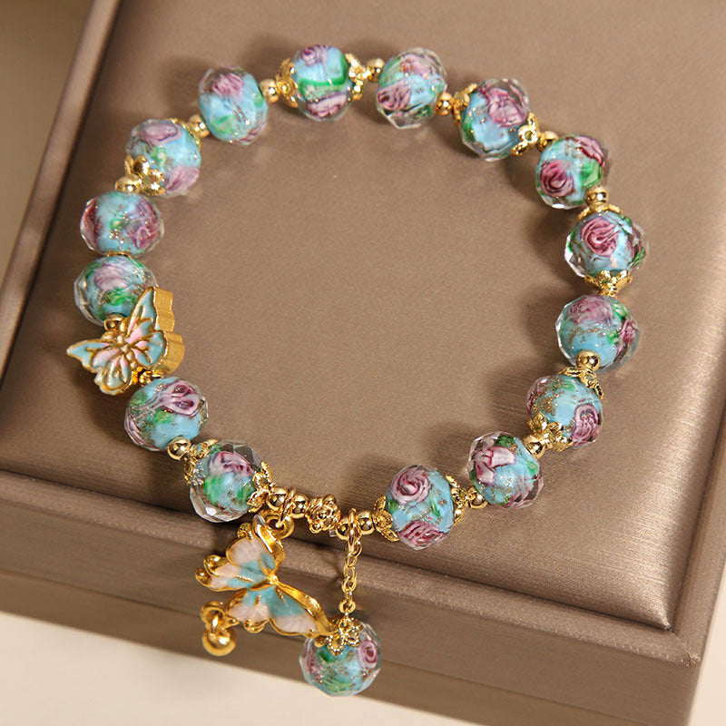 Aura Craft Rose Garden Blue Pink Purple Blessing Lucky Glass Bracelet 5
