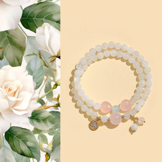 Aura Craft Camellia Crystal Agate Meditation Tranquility Blessing Bracelet 1