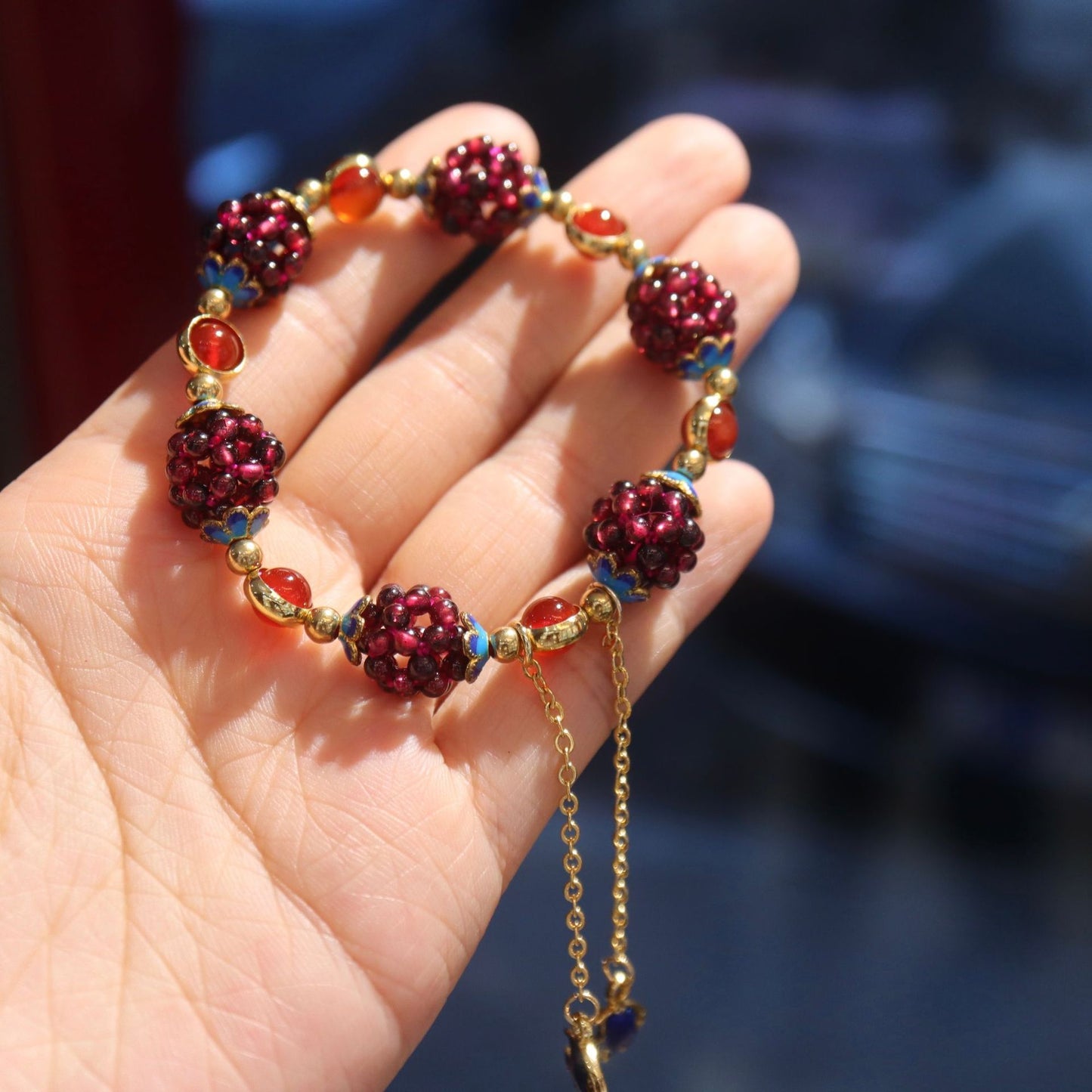 Aura Craft Natural Garnet Lucky Love Happiness Bracelet