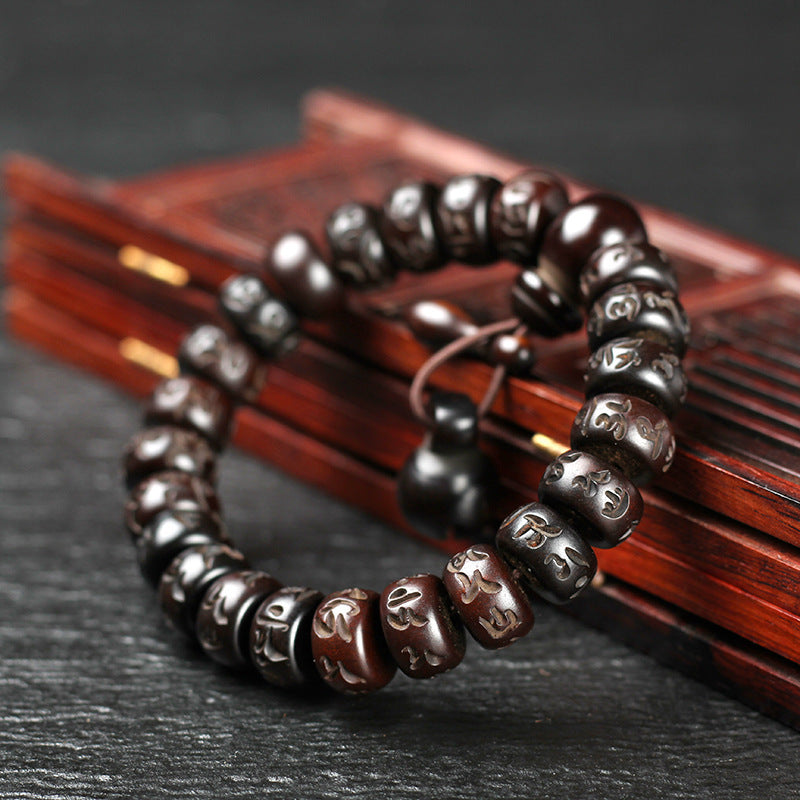 Aura Craft Lightning Strike Wood Six-Character Mantra Beads Amulet Peace and Luck Bracelet 2