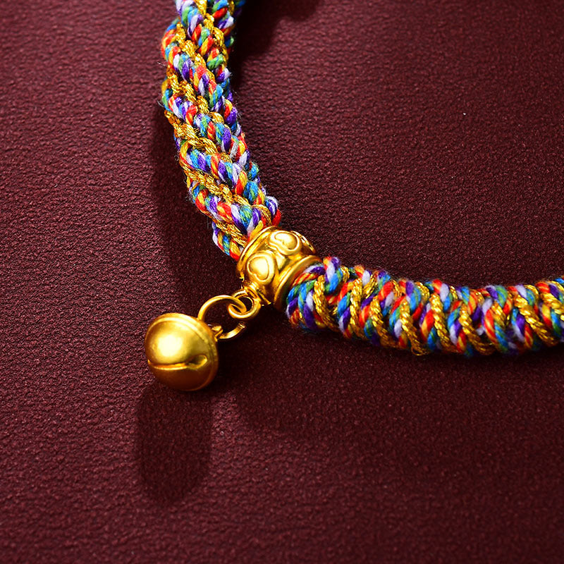 Aura Craft Multicolored Tibetan Six-Syllable Mantra Handwoven Bracelet 6