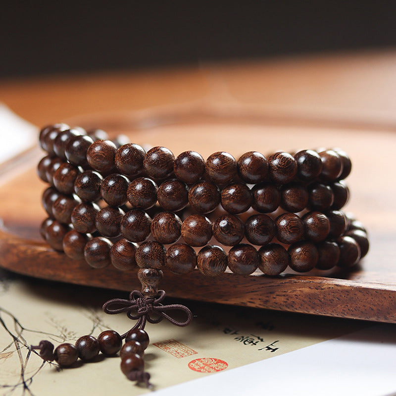 Aura Craft 108 gold sandalwood prayer beads for meditation and quietness 3