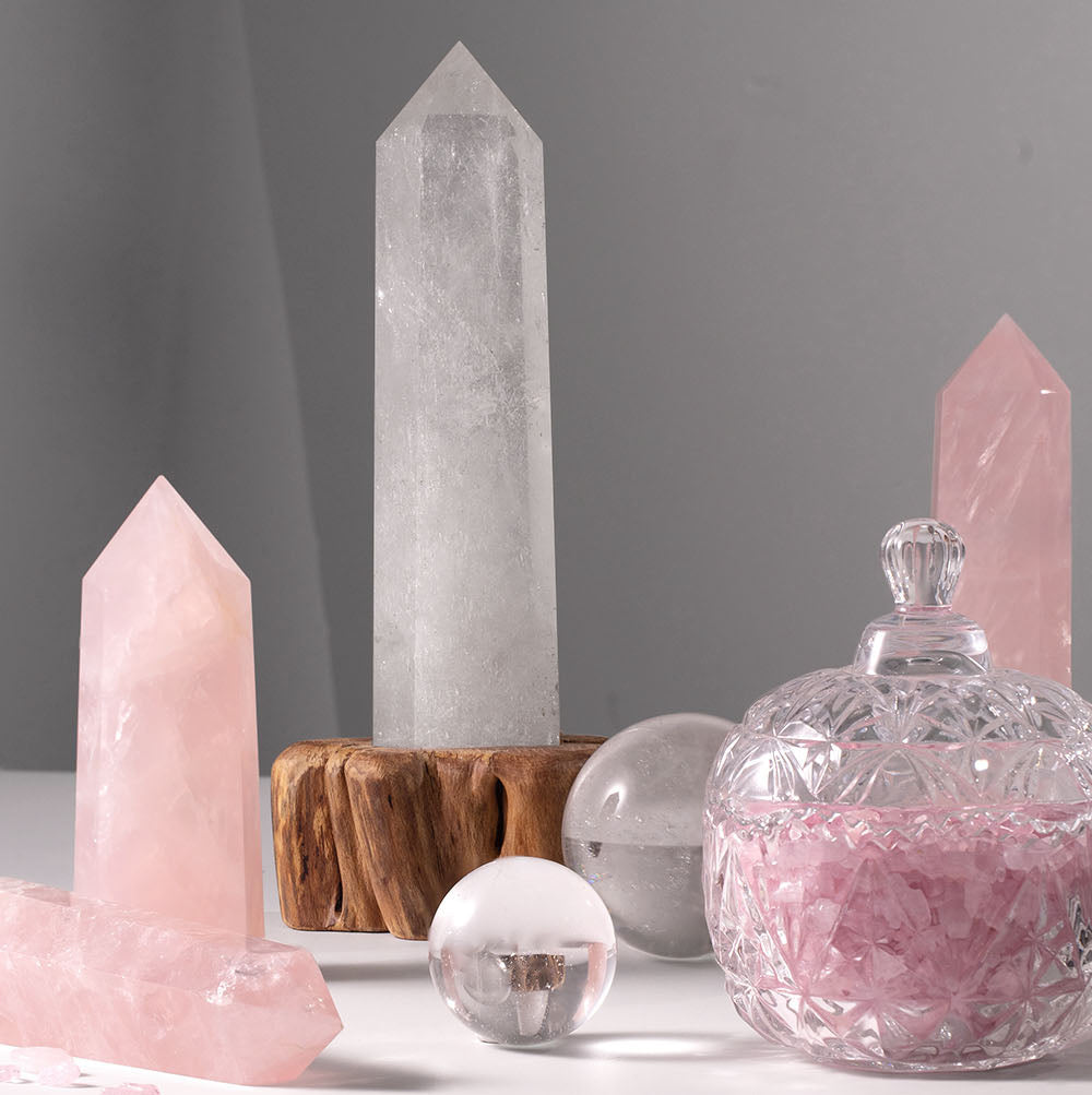 Aura Craft Natural Rose Quartz Love Couple Hexagonal Prism Ornament 5