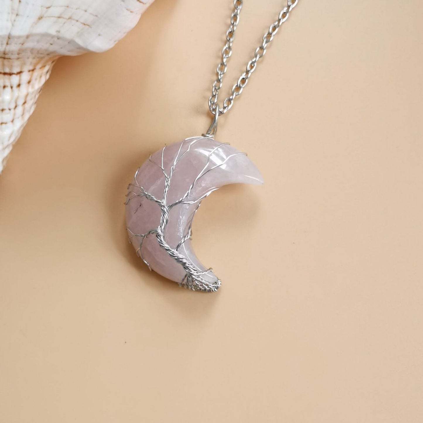 Aura Craft Moon Natural Crystal Tree of Life Blessing Necklace 3