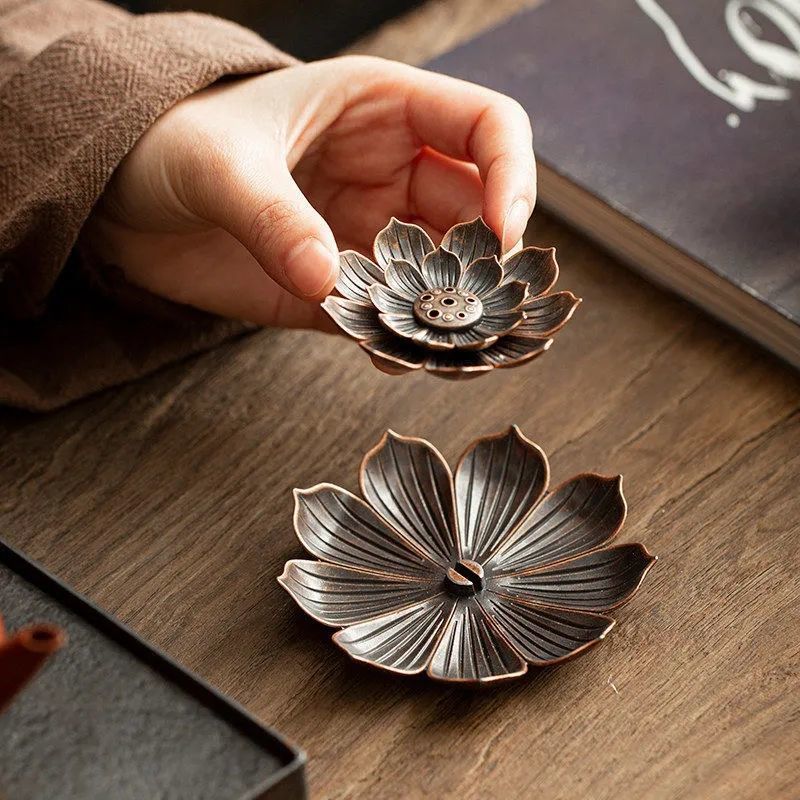 Aura Craft Six Hole Copper Lotus Concentration Incense Burner 4