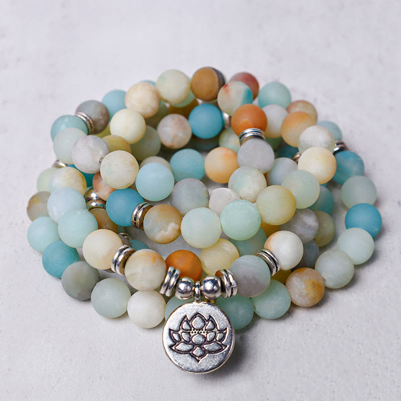 Aura Craft Natural Amazonite Lotus Prayer Beads for Concentrating the Mind 4