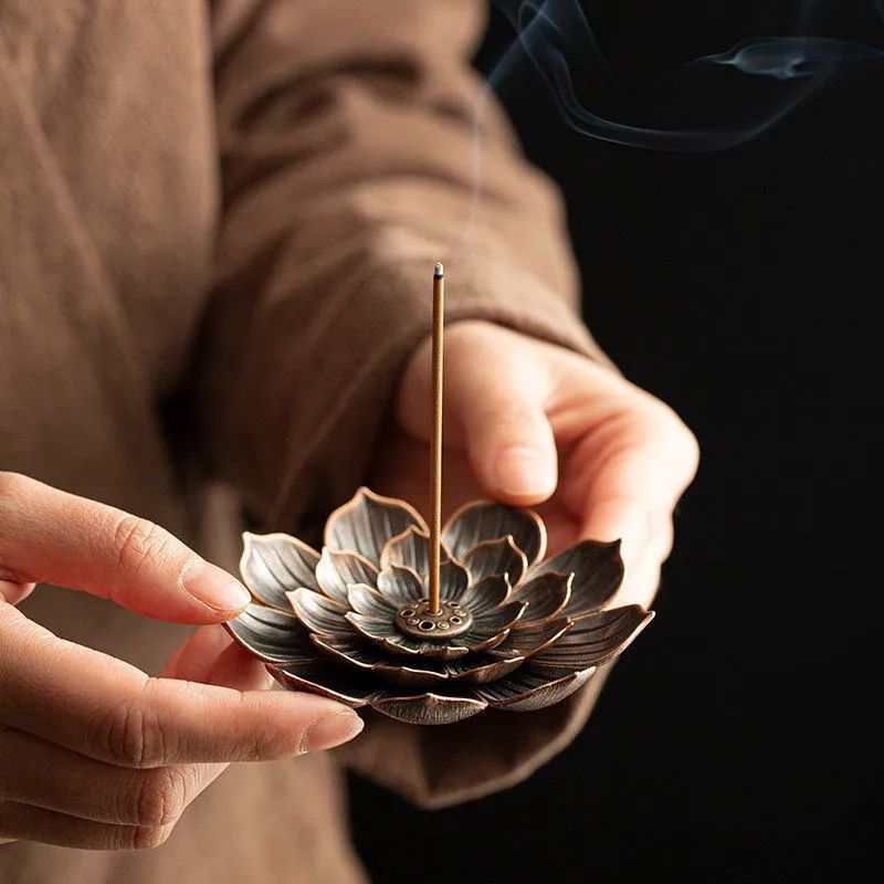 Aura Craft Six Hole Copper Lotus Concentration Incense Burner 5