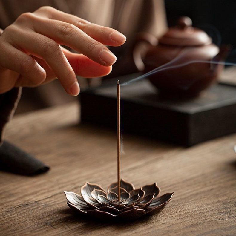 Aura Craft Six Hole Copper Lotus Concentration Incense Burner 7