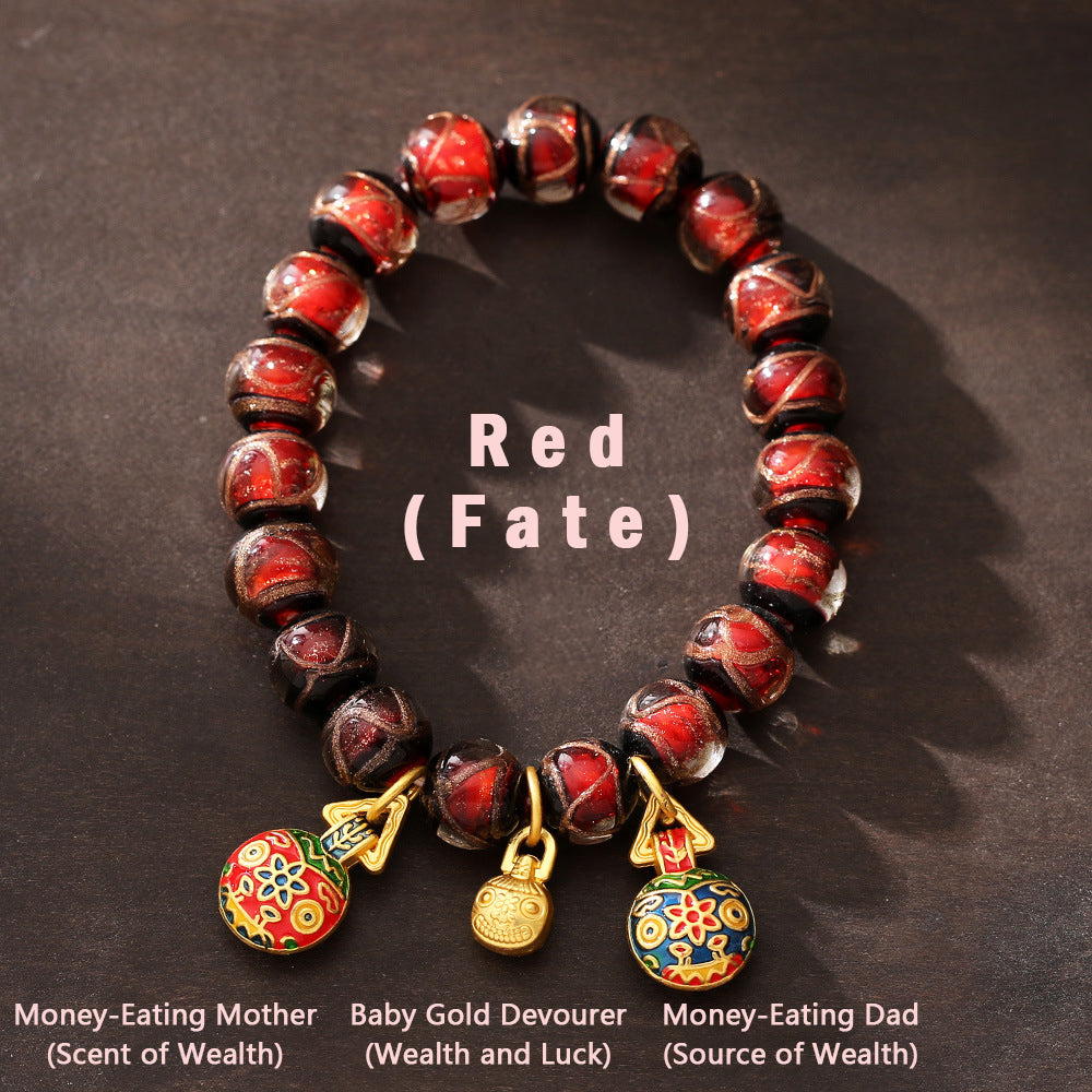 Aura Craft Feng Shui multicolored glass bracelet represents wisdom, wealth, destiny, health and luck 7