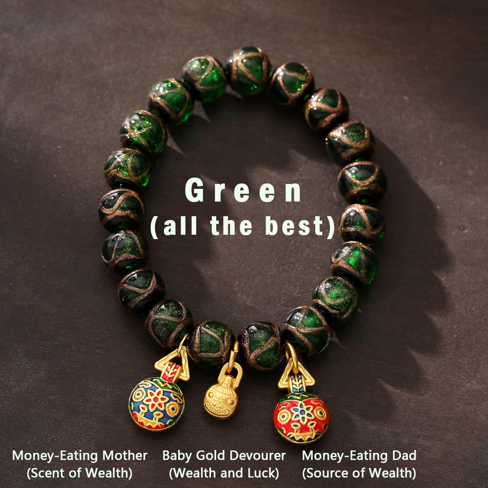 Aura Craft Feng Shui multicolored glass bracelet represents wisdom, wealth, destiny, health and luck 8