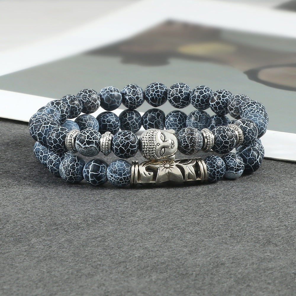 Aura Craft Malachite Natural Stone Alloy Buddha Head Blessing Good Luck Health Bracelet 2