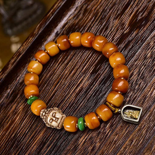 Aura Craft Tibetan Yak Bone Buddha Head Amulet Health Bracelet 1