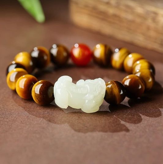 Aura Craft Natural Tiger Eye Pixiu Wealth and Health Bracelet 1