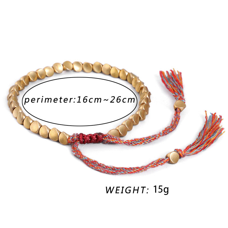 Aura Craft Feng Shui Handwoven Colored Thread Pure Copper Healing Blessing Bracelet 8