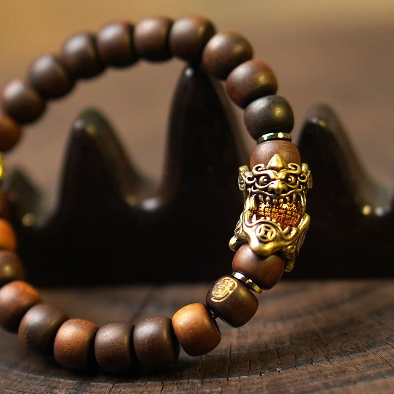 Aura Craft Feng Shui Thunderstruck Wood Pixiu Wealth Guardian Health Bracelet 3