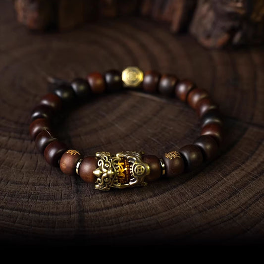 Aura Craft Feng Shui Thunderstruck Wood Pixiu Wealth Guardian Health 1Bracelet 1