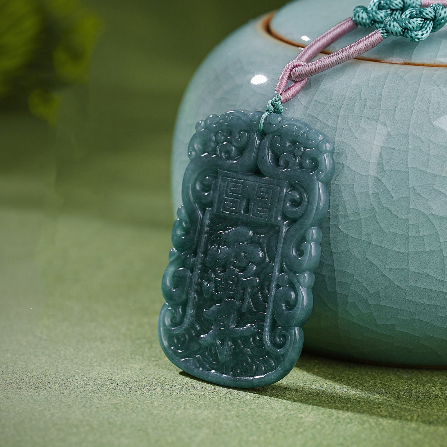 Aura Craft Feng Shui Five Mountains True Shape Blessing Amulet Jade Pendant 2