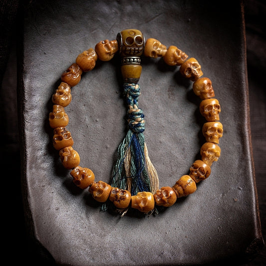 Aura Craft Tibetan Natural Yak Bone Buddhist Beads Blessing Amulet Bracelet 1