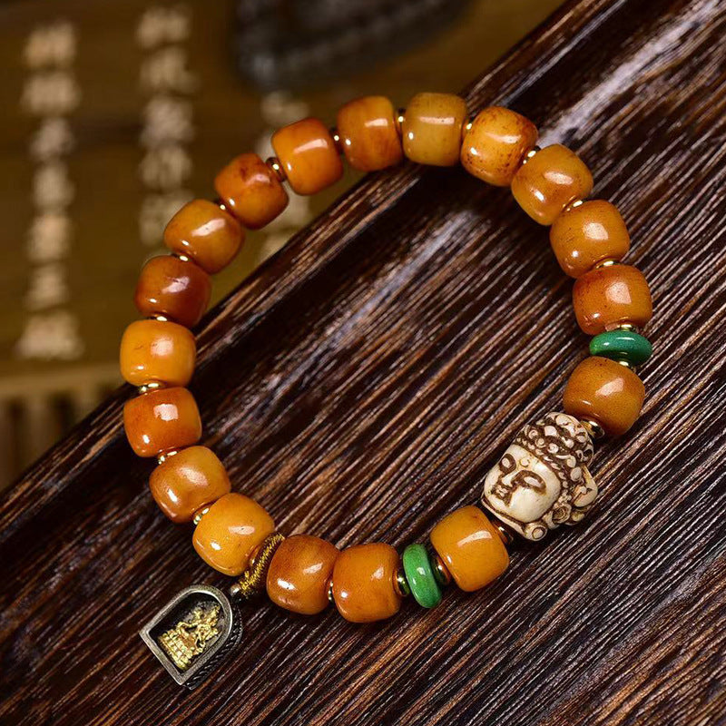 Aura Craft Tibetan Yak Bone Buddha Head Amulet Health Bracelet 2