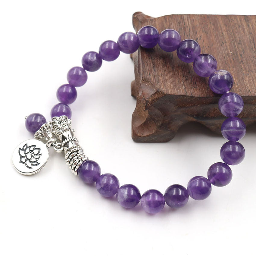 Aura Craft Amethyst Lotus Meditation Blessing Healing Bracelet 2