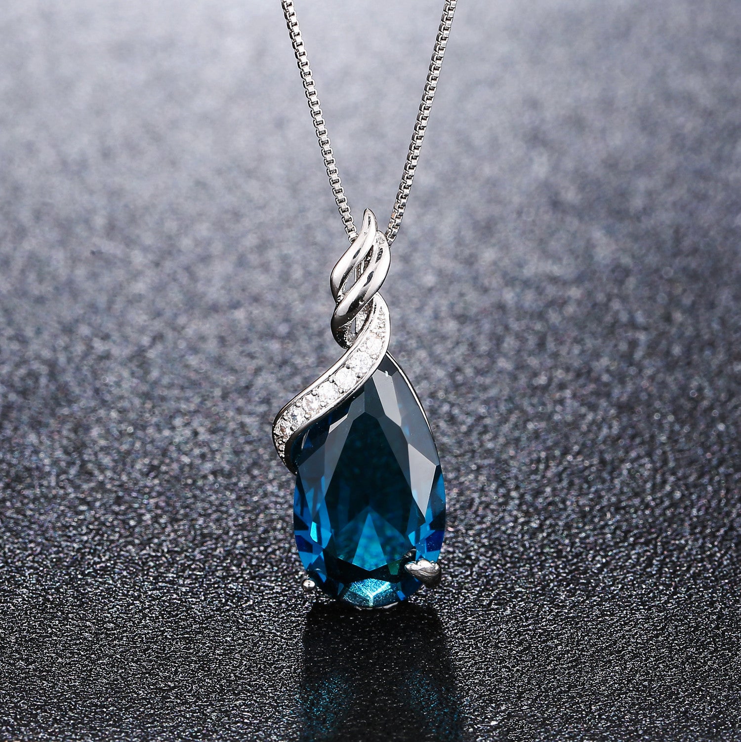 Aura Craft 925 Silver Teardrop Sapphire Lucky Blessing Pendant 2