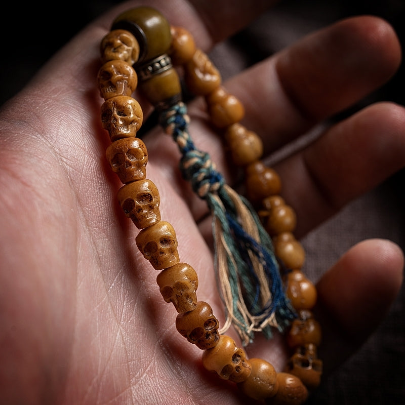 Aura Craft Tibetan Natural Yak Bone Buddhist Beads Blessing Amulet Bracelet 2
