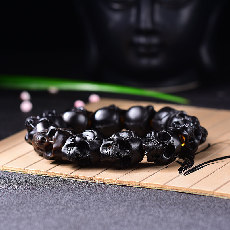 Aura Craft Tibetan Natural Black Yak Horn Blessing Amulet Bracelet 6