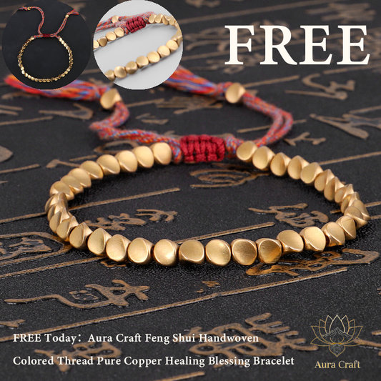 FREE Today：Aura Craft Feng Shui Handwoven Colored Thread Pure Copper Healing Blessing Bracelet