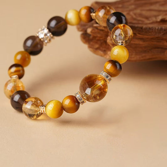 Aura Craft Natural Yellow Quartz Tiger's Eye Fortune Bracelet 1