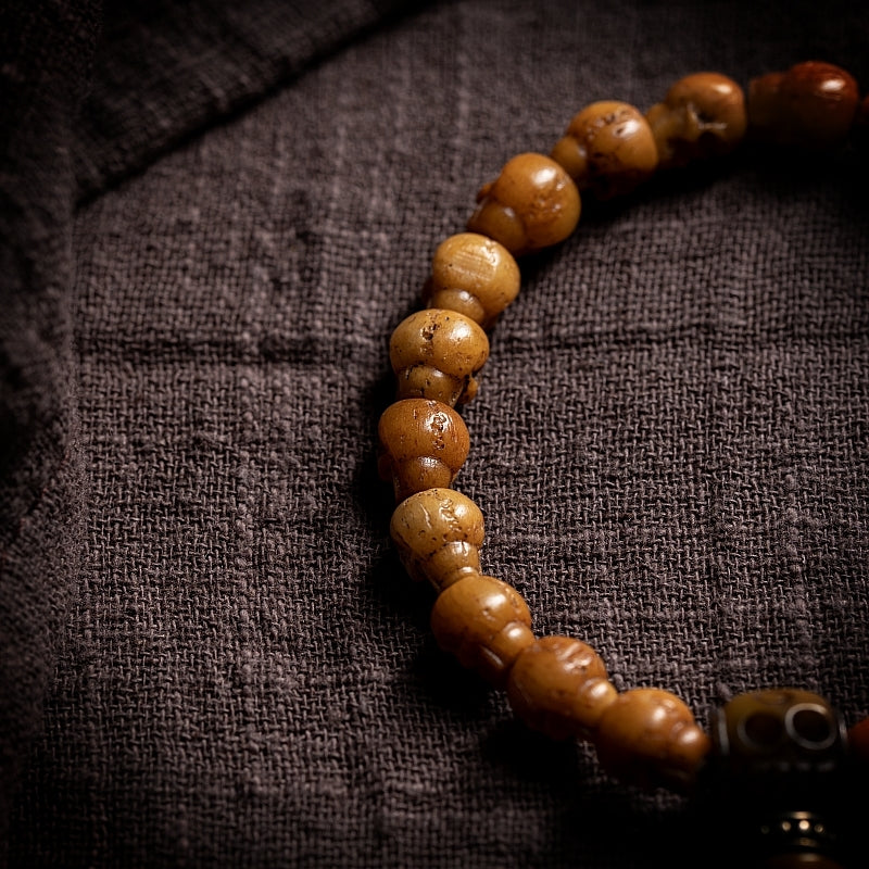 Aura Craft Tibetan Natural Yak Bone Buddhist Beads Blessing Amulet Bracelet 4